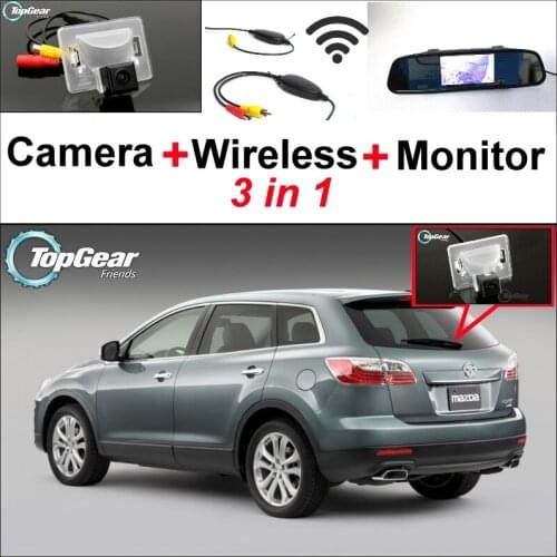 3 in1 Special Camera + Wireless Receiver + Mirror Monitor DIY Back Up Parking System For Mazda CX-9 CX9 CX 9 2007~2014