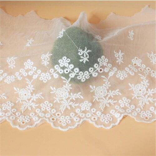 5Yard/Lot Width 18CM Cotton Mesh Embroidered Lace Clothing Dress Bedding Curtain Diy Lace Trim Sewing Material