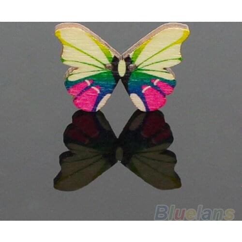 50pcs Butterfly Shape 2 Holes Wooden Buttons Sewing Button Kids Scrapbooking DIY gift box Craft Wedding Decoration