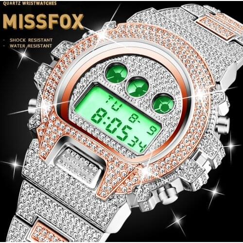 Sport Watch Men MISSFOX Digital Gshock Watch For Men Luminous Rose Gold Wrist Watch Men Luxury Style Sport Stop Watch Men Gift