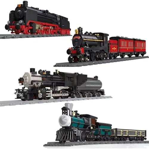 City Traffic Retro BR01 Steam Train Railway Building Blocks Simulation Locomotive Doomsday Train Brick Model Kids Toy For Kid