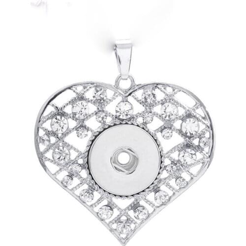 Hot Sale Heart 158 Rhinestone Snaps Button Necklace Pendant Necklace Fit 18mm Buttons For Women Charm jewelry