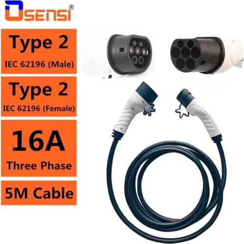 16A Three Phase EV Cable Type 2 to Type 2 EV Charger Cable for Electric Vehicle IEC62196 EVSE Kit Car Charging Station Convertor