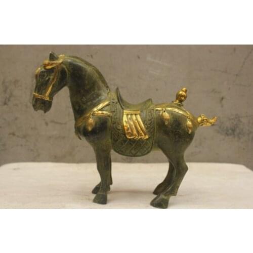 Chinese Folk Culture Old bronze Brass Lucky horse Statue