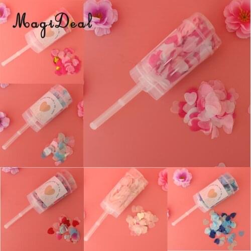 MagiDeal Bridesmaid Flower Girl Biodegradable Popper Pusher Heart Confetti Container Throwing Sprinkles Wedding Table Decor