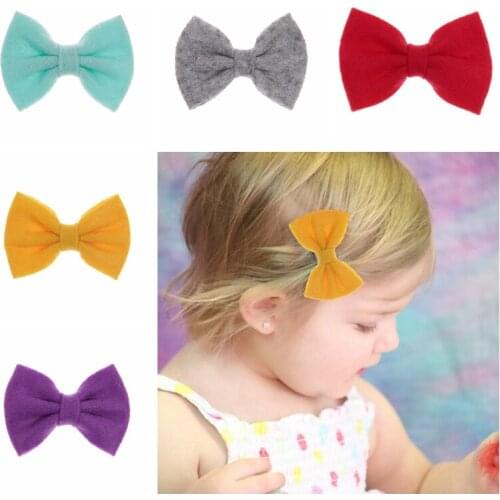 40pcs/lot Fashion Baby Girl Solid Color Hairpin Creative Handmade Bowknot Hair Clip Headwear Photography Props Birthday Gifts