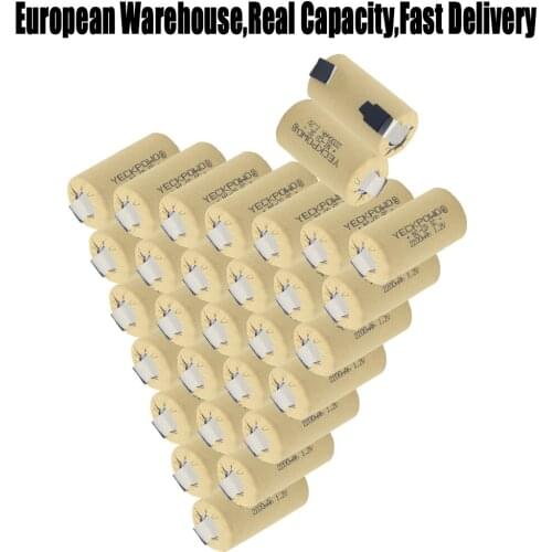 Rechargeable 1.2V flat top 2200mAh SC batteries sub C battery nickel sheets NICD welding tabs for flashlight solar for dewalt