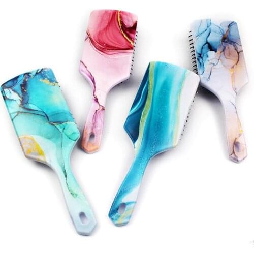 New 1PC Marble Hair Comb Hairbrush Salon Hairdressing Straight Curly Hair Comb Massage Paddle Brush Girl Detangling Hair Brush