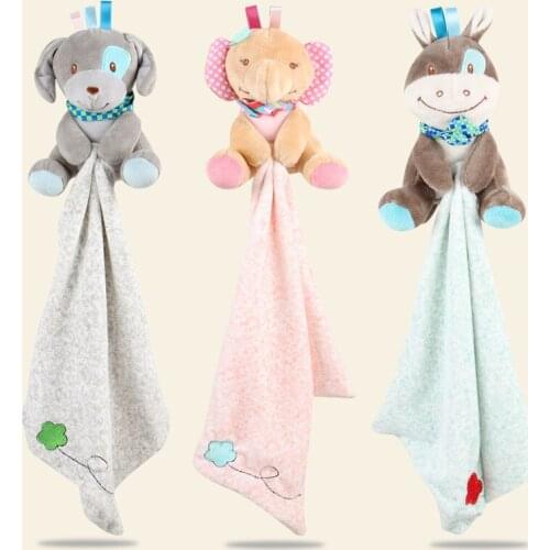 New Baby Comforting Towel Baby Multi-function Sleeping Plush Storage Blanket Cartoon Animal Elephant Soothing Towel Saliva Towel