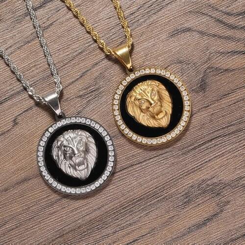 Round Shape Bling Bling Fashion Stainless Animal Pendants Necklace For Men And Women SN261