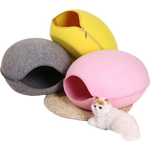 Semi-Closed Removable Dog Cat Bed Cat Sleeping Bag Cat Cave Sofa Mat Winter Warm Pet House Cat Nest With Detachable Cushion Mat