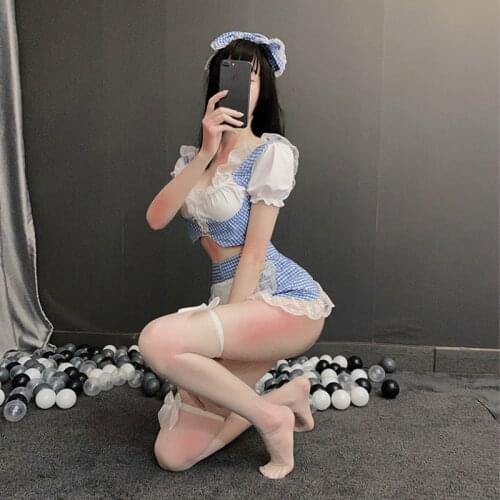 Hot Sexy Underwear Japanese Lingerie Cosplay Maid Uniform Lace Sex Skirt 2020 Summer Short Sleeve Sexi Uniform Lenceria Femenina