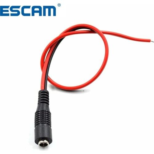 ESCAM 10pcs Female 5.5*2.1 mm DC Plug 12V Adapter Power Pigtail Wire with Solid Copper Core for CCTV Security Camera connector