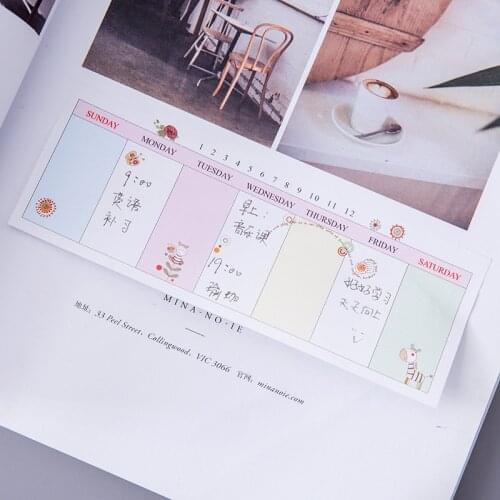 Kawaii Weekly Plan N Times Stickers Can Be Tearable Sticky Notes Work Study Memo Schedule Plan Book Student Office Stationery