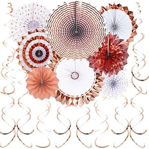 Wedding Decoration Party Decoration Baby Shower Dec Bachelorette Party Decorations Rose Gold Hanging Paper Fans Decorations