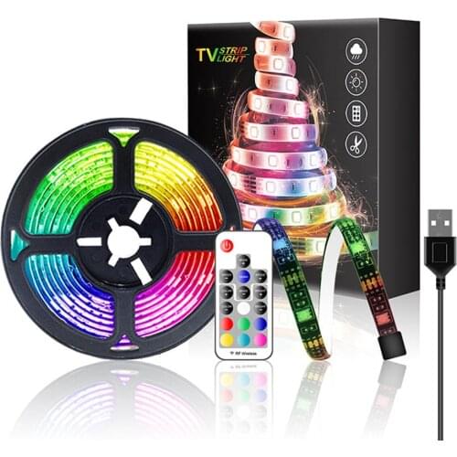 USB LED Strip Light 17 Keys 5050 RGB Flexible Light DC5V TV Background Light Desktop Screen BackLight LED Strip Light