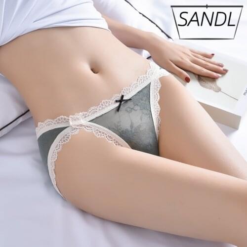 SANDL Sexy Lace Thongs Womens Underwear Panties Low-Waist Briefs Ladies Floral Mesh Sensual Erotic Lingerie Cute Underpants