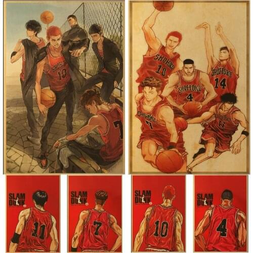 Japanese Classic Anime Slam Dunk Poster Kraft Paper Prints and Posters Home Room Decor Art Wall Stickers Buy 2 get 1 free