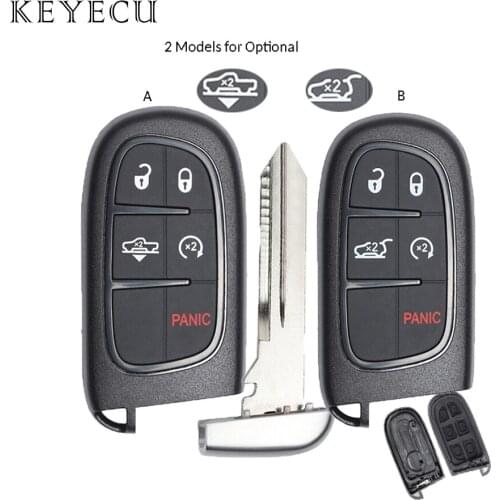 Keyecu Replacement Smart Remote Key Shell Case Fob Pad Cover 5 Button for Dodge Ram 1500 2500 3500 2013-2017, GQ4-54T