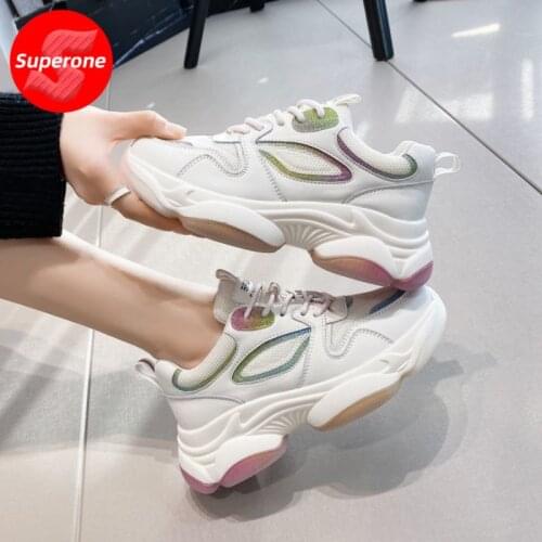 Superone Women Sneakers Real Leather Lace Fashion New Arrival Springs Shoes Woman Mixed Color Casual Daily Footwear Size 35-40