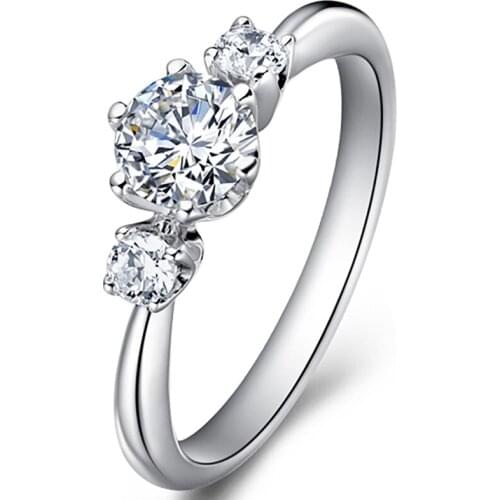 18K Au750 White Gold Ring Women Wedding Anniversary Engagement Party Ring Round Moissanite Diamond Elegant Romantic Trendy