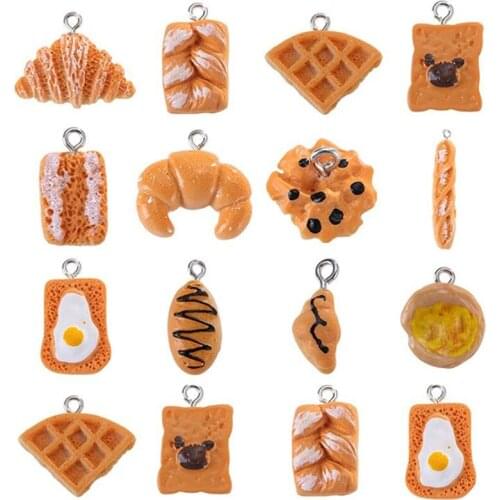 10PCS Resin Simulation Food Mini Hamburger Sandwich Charms Pendant DIYJewelry