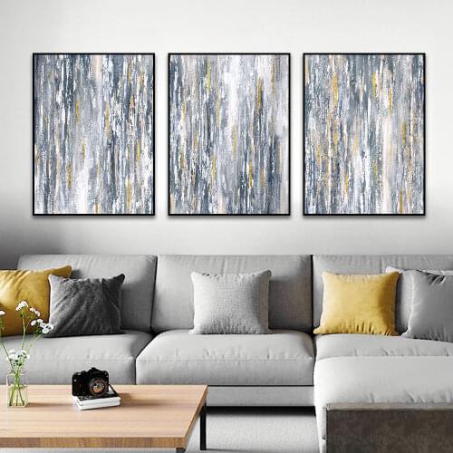 3 Panel Abstract Gray Painting On Canvas Nordic Modern Prints And Posters Wall Art For Living Room Home Decoration