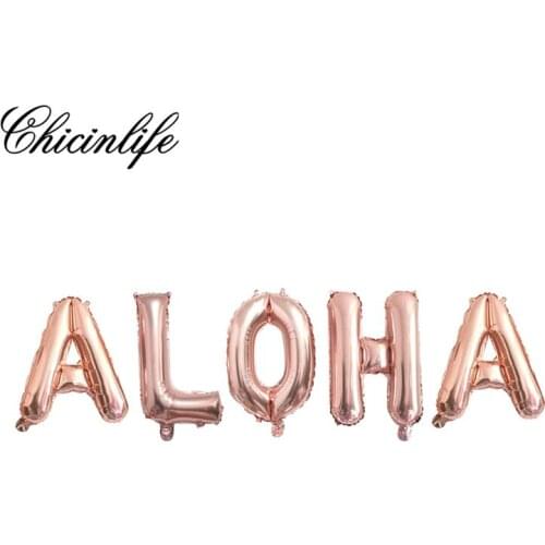 Chicinlife 5Pcs ALOHA Foil Letter Balloons Hen party Banner Aloha Tropical Beach Summer Pool Party Decor Balloon Supplies