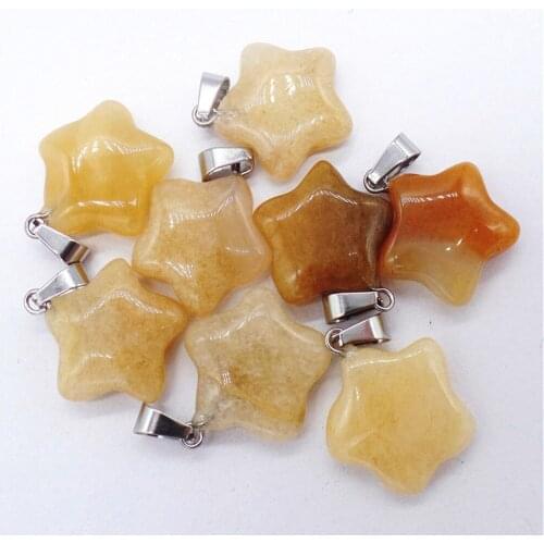 50Pcs 20x7mm Wholesale Natural Yellow Aventurine Pentagram Pendant Bead DIY Earrings Jewelry Accessories S631
