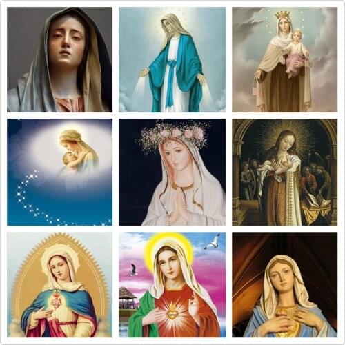 5D DIY Diamond Painting Full Square Round Diamond Religious Madonna And Baby Embroidery Cross Stitch 5D Icon Gift Home Decor