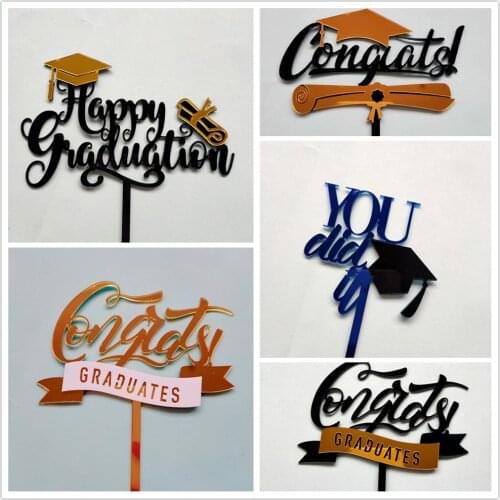 Cake Topper Acrylic Congrats grad I did it bachelor hat Cupcake Topper For Graduation College Celebrate Party Cake Decoration