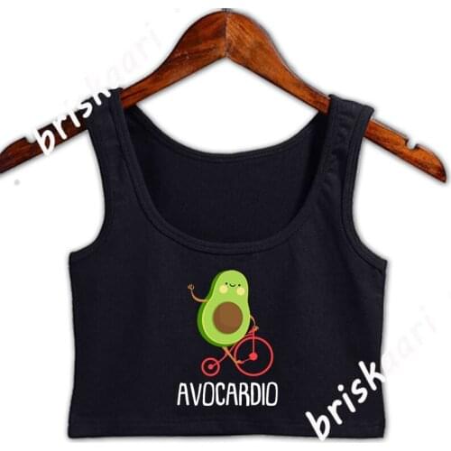 Avocado Cardio Vegetables Fruit Vegetarians Crop Top Cute Summer Funny Casual Leisure Round Neck Tops Designing Unique Vest