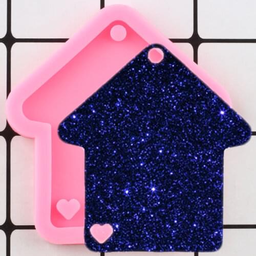 Shiny House Shape Silicone Mold DIY Keychain Pendant Polymer Clay Molds Key Chain Epoxy Resin Mould
