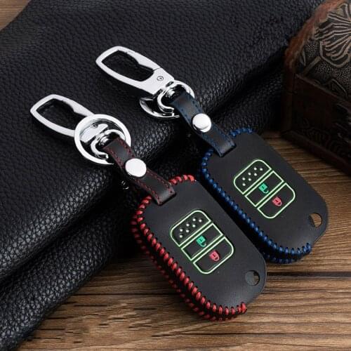 2020 Leather Car Key Cover Case Car Accessories Ring Covers For Honda Civic CR-V HR-V Accord Jade Crider Odyssey 2015-2018