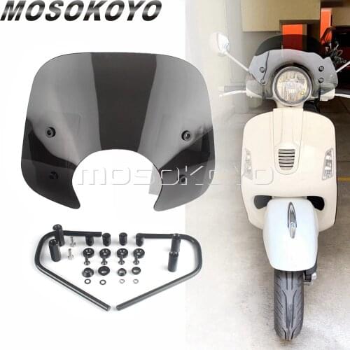 Smoke Motorcycle Windscreen Windshield Wind Deflector W/ Mounting Bracket for Piaggio Vespa GTS 250 300 GTS250 GTS300 2019-2021