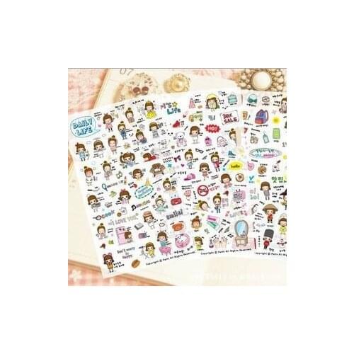 Daily life 4 sheet cute stationery travel pvc kawaii stickers/ planner stickers /sticky notes/notepad/papelaria