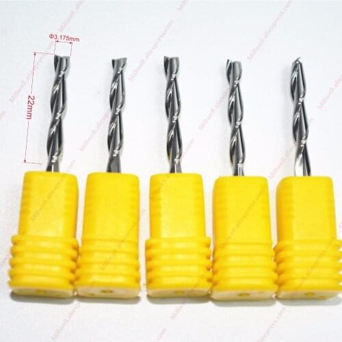 3.175mm*22mm-10PCS,CNC machine tool,Solid carbide milling cutter,Class-A 2 flutes end mill,Acrylic,PVC,MDF,Plexiglass