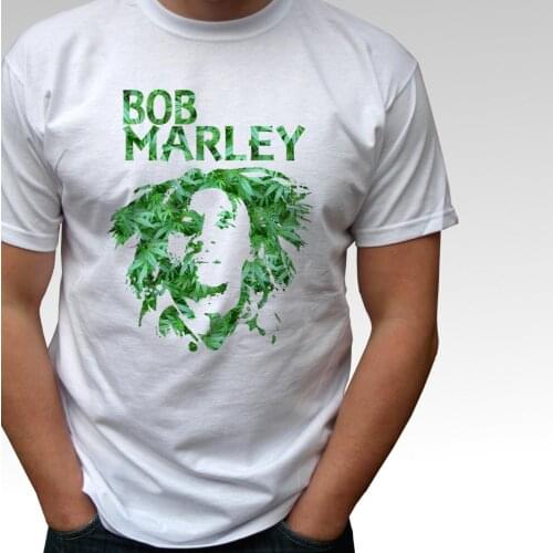 Bob Marley Mari Juana White T Shirt Rasta Reggae Top Mens 2019 Summer T Shirt Men New High Quality Custom Printed T Shirts