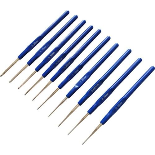 DONYAMY 8pcs/Set Meal Crochet Hook Knit Knitting Needle Weave Craft Tip Yarn Blue Plastic Sewing Tools 0.6-1.75mm