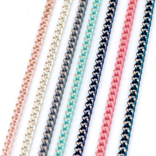 Brass Curb Chain 1.8mm, Multi Colors (#LK-258)/ 5 Meters=16.5ft