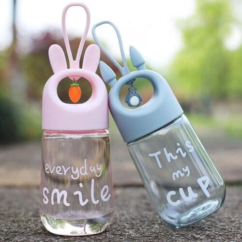Cute Rabbit Creative Cartoon Water Bottle For Girls Boys Outdoor Portable Leakproof Sport Water Bottle Juice Lemon Cup Drink Mug