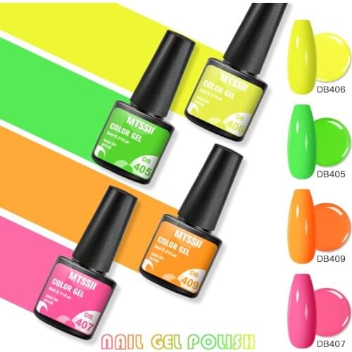 Mtssii Gel Nail Polish Neon Gel 6ml Nail Art for Manicuring Soak Off Bright Color Nail Gel Polish Glow In UV LED Light