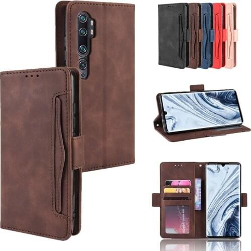 Pure Color Ultra Thin Magnetic Leather Case For XiaoMi Mi Note 10 Pro Lite A3 Retro Bracket Card Slot Wallet Shockproof Cases