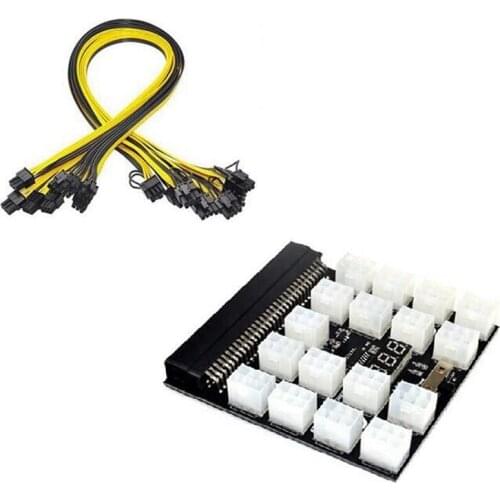 Power Module Breakout Board for HP 750W 1200W PSU Server Power Conversion +17Pcs 60cm 6Pin to 8Pin Power Cable for BTC