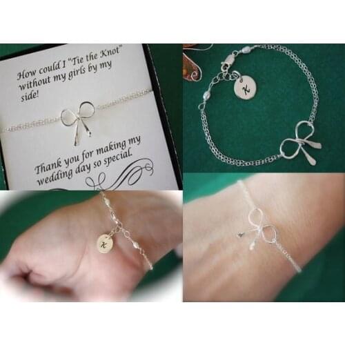 Customize Tie the Knot bridesmaid proposal necklaces,wedding flower girl jewelry bracelets, Christmas New Year graduation gifts