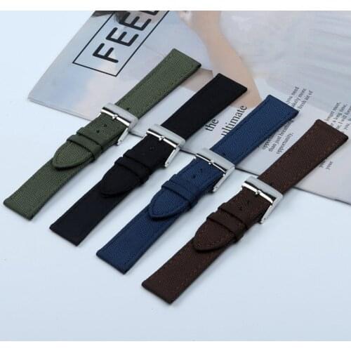 Top Quality 22mm Black Blue Green Brown Nylon Leather Watch band For Breitling strap NAVITIMER WORLD Avenger/navitimer bracelet