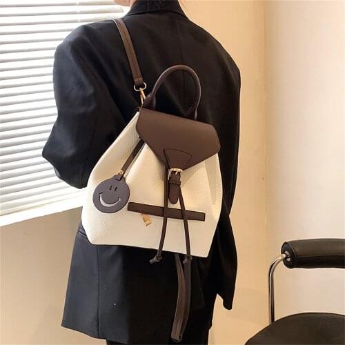 Fashion Small PU Leather Backpack Women 2021 New School Bags For Teenagers Girls Preppy Style Travel Backpacks Shoulder Bag