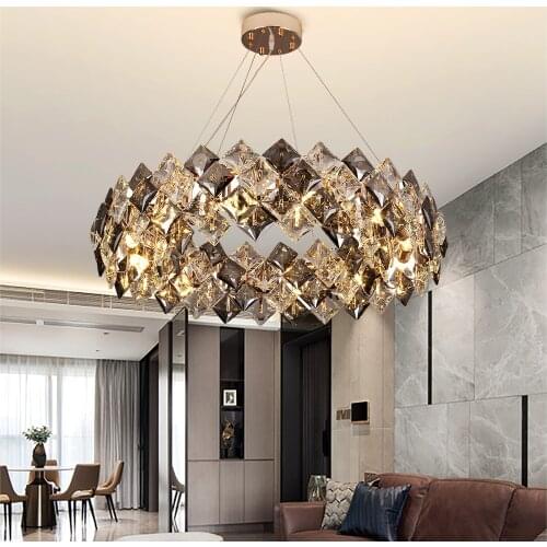 Modern luxury crystal chandeliers for living room gold bedroom led hanging lamp large roung dining room cristal light fixture