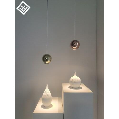 Modern minimalist bedroom bedside single-headed small chandelier study ball restaurant focusing light LED small chandelier