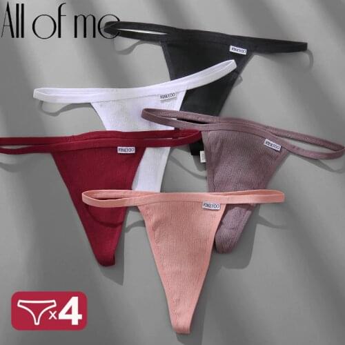 4PCS/Set Sexy G-String Womens Panties Cotton Underwear Lingerie for Female Underpants T-Back Panties Briefs Thong Intimates